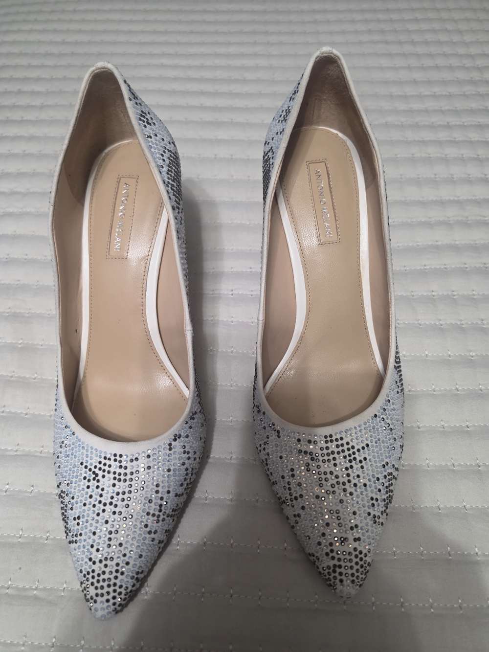 ANTONIO MELANI Powder Blue Crystal Pointed-Toe Pumps